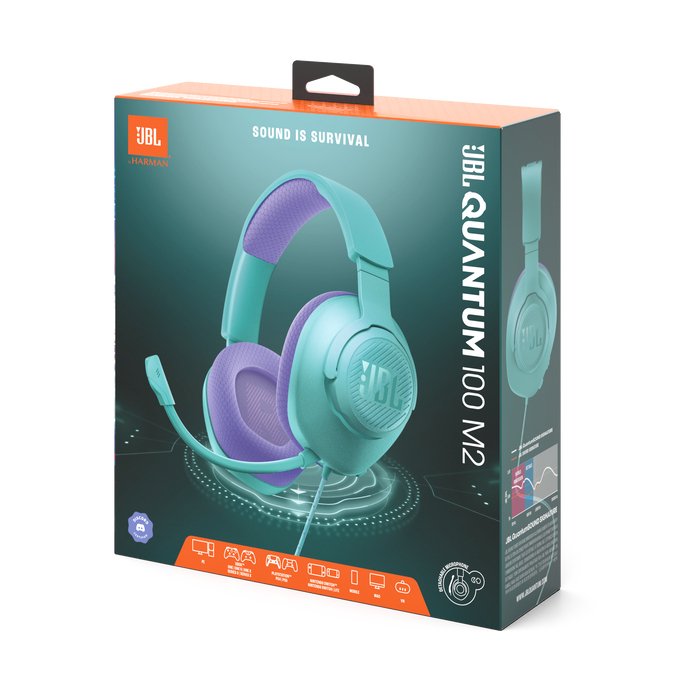 Jbl Quantum 100m2 Headphone Wired Gaming Headset With Microphone, Teal Eu