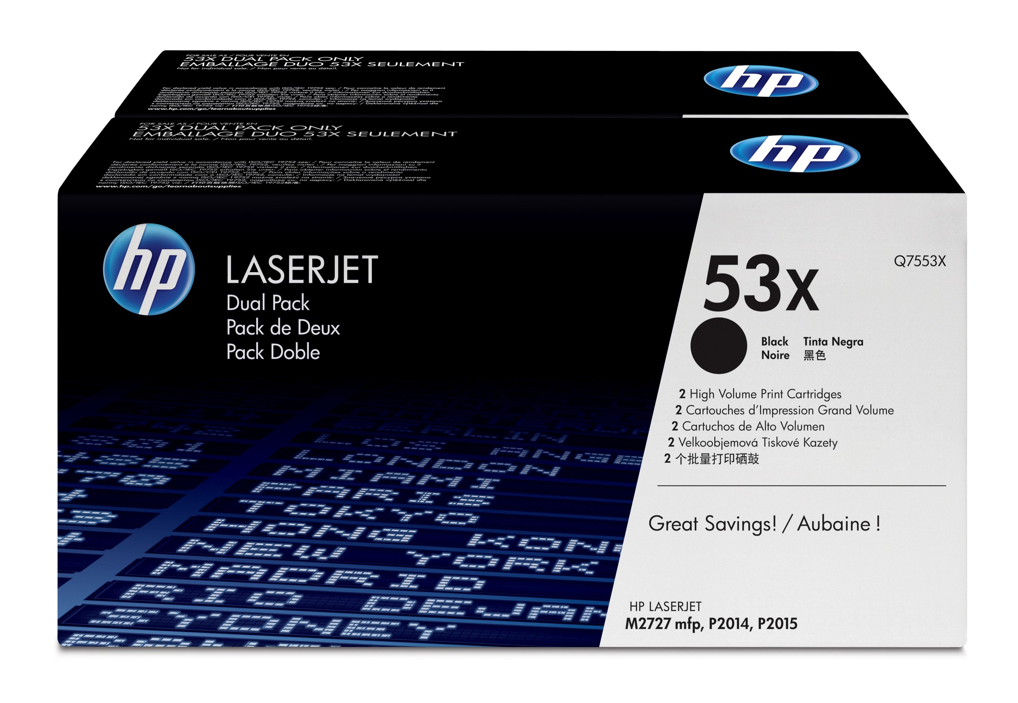 Toner Original Hp 53x Negro Pack 2 Unidades Q7553xd
