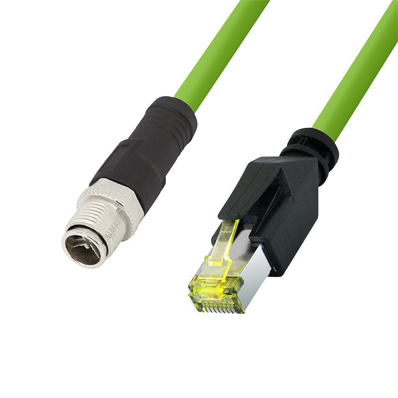 M12 Cat6a Industrial Patch Cable, Pur, M12 X-Coded To Rj45, 5,00 M