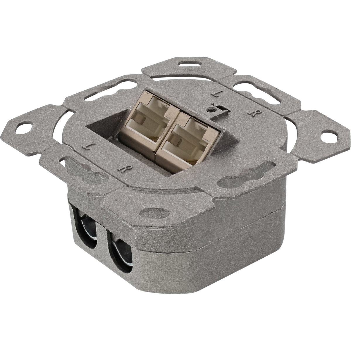 Inline Cat.6 Wall Outlet Box Montaje En Superficie O Empotrado 2x Enchufes Rj45 Blanco Vertical