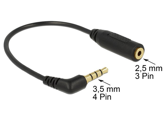 Delock 0.175m 3.5mm/2.5mm Cable De Audio 0,175 M 3,5mm 2,5mm Negro
