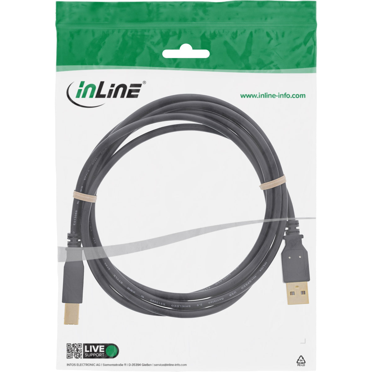 EAN 4043718054909 - InLine 34518S cable USB 2 m USB A USB B 0,48 Gbit/s Negro imagen 2