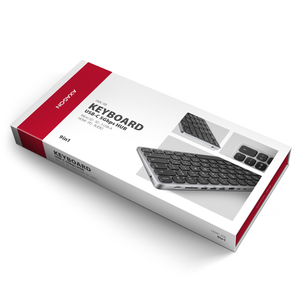Teclado C/ Hub Axagon Hmc-Kb Keyboard Usb-C 5gbps, Microsd/