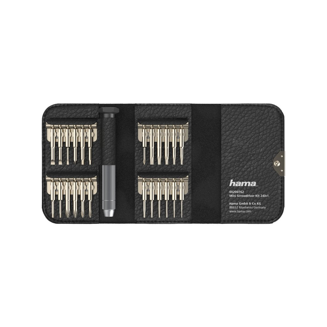 Hama Essential Set De Mini Destornilladores 24 En 1 - Estuche Organizador - 19.1x9.6x6cm - Negro