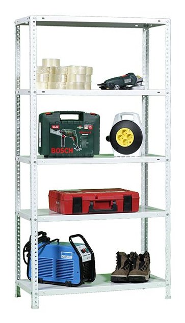 Simonrack Kit Advantage Mini 5/400 Estantería Metálica Tornillos 5 Baldas/75kg 180x80x40cm Blanco