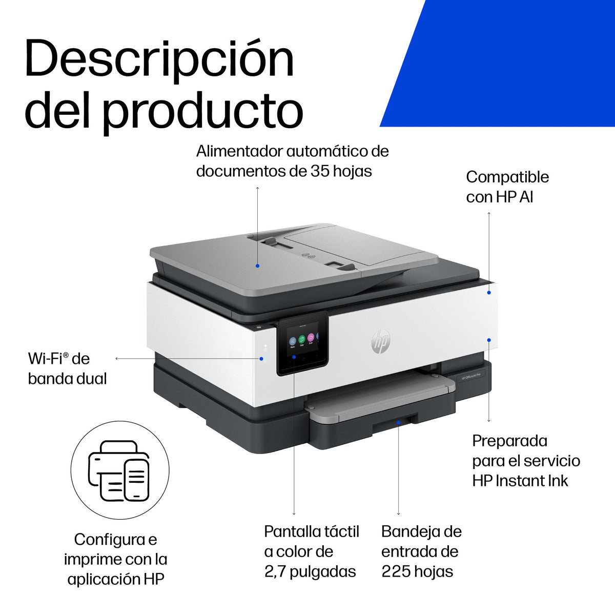 EAN 0197029469335 - HP OfficeJet Pro 8135e All-in-One Prntr Inyección de tinta térmica A4 4800 x 1200 DPI 20 ppm Wifi imagen 5
