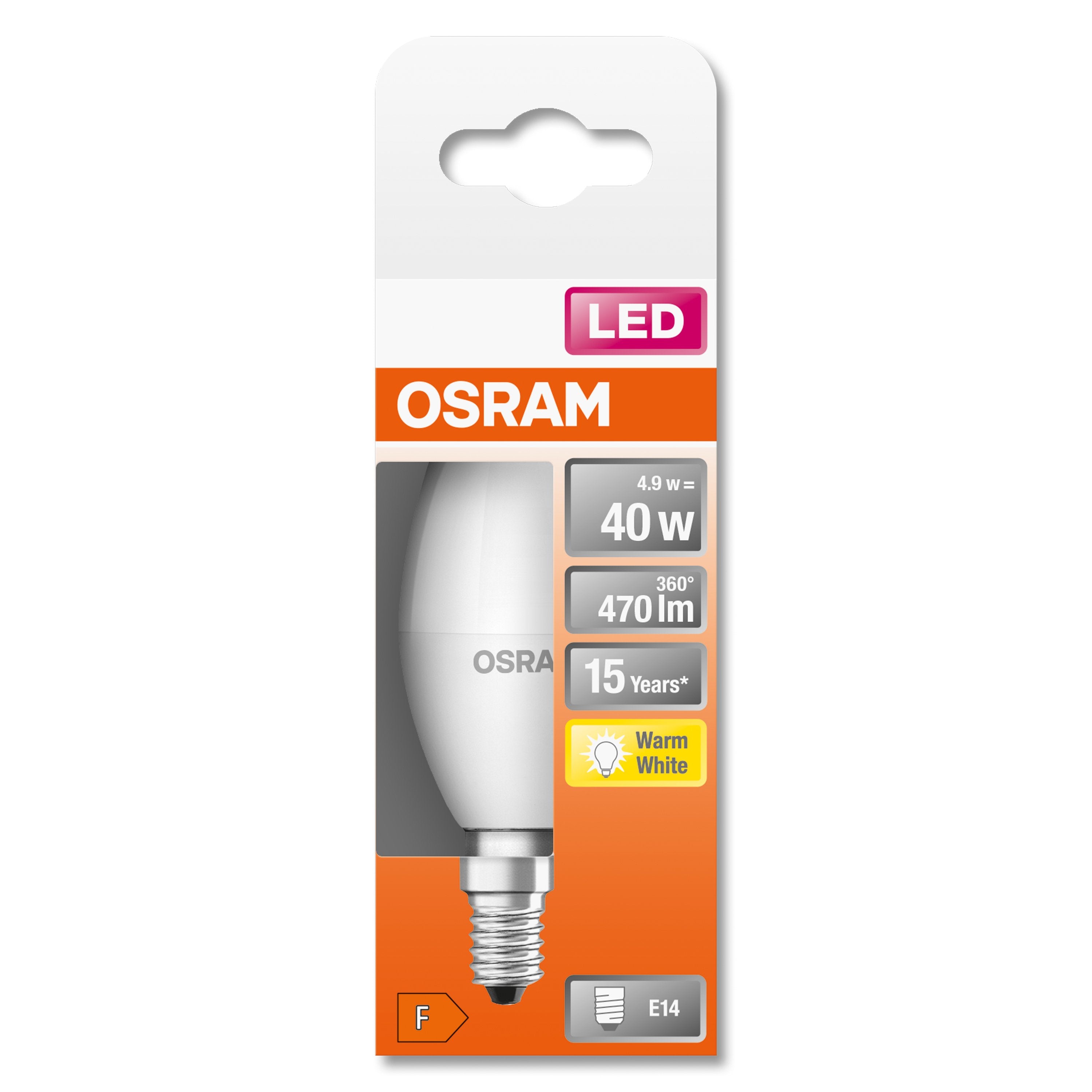Bombilla Led Osram De Llama Mate Con Radiador - 5.4w Equivalente A 40w E14 - Blanco Cálido