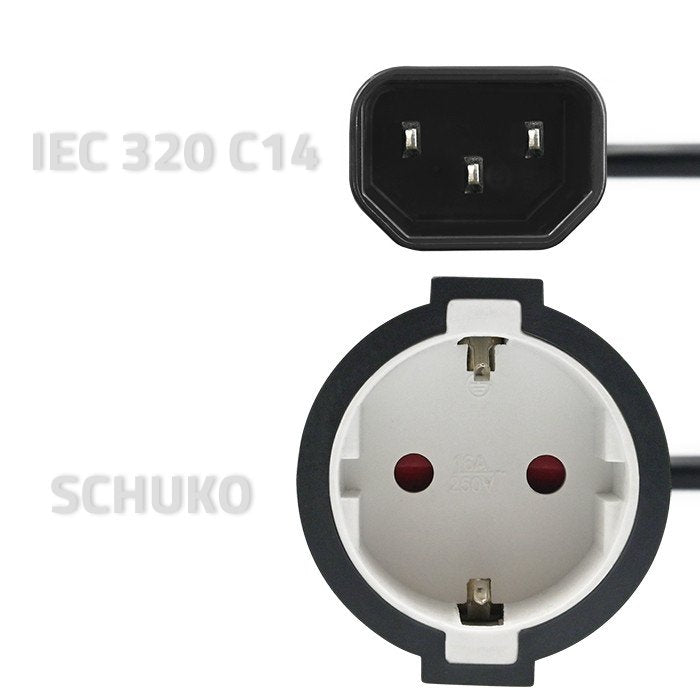 Qoltec 53906 Adapter Iec 320 C14 Schuko 0.15m