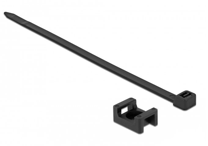 Delock Schraubhalter 23 X 16 Mm Mit Cablebinder L 150 X B 7,2 Mm Schwarz