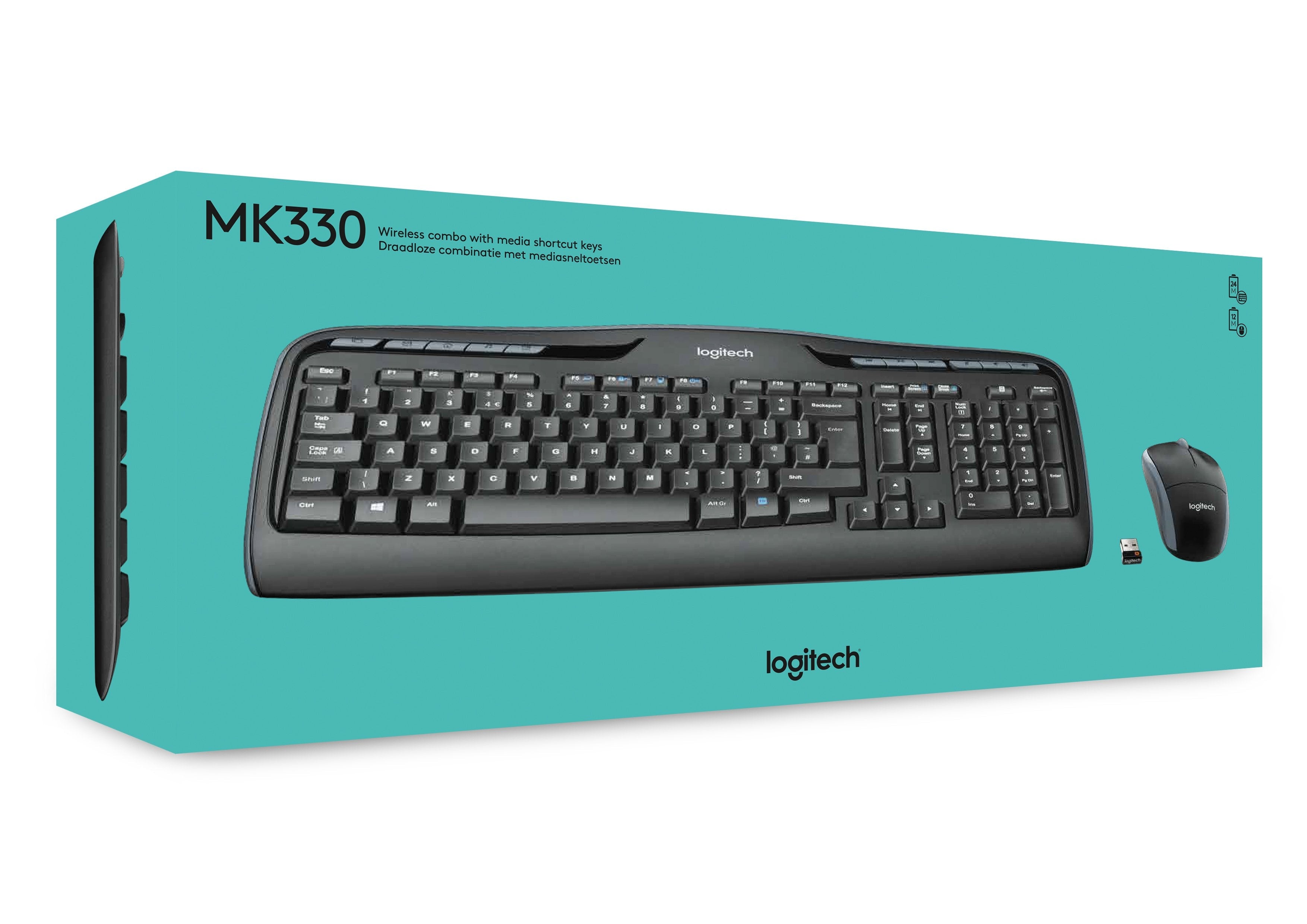 Teclado Ingles Logitech Mk330 Internacional Wireless Combo Unifying P/N:920-003989
