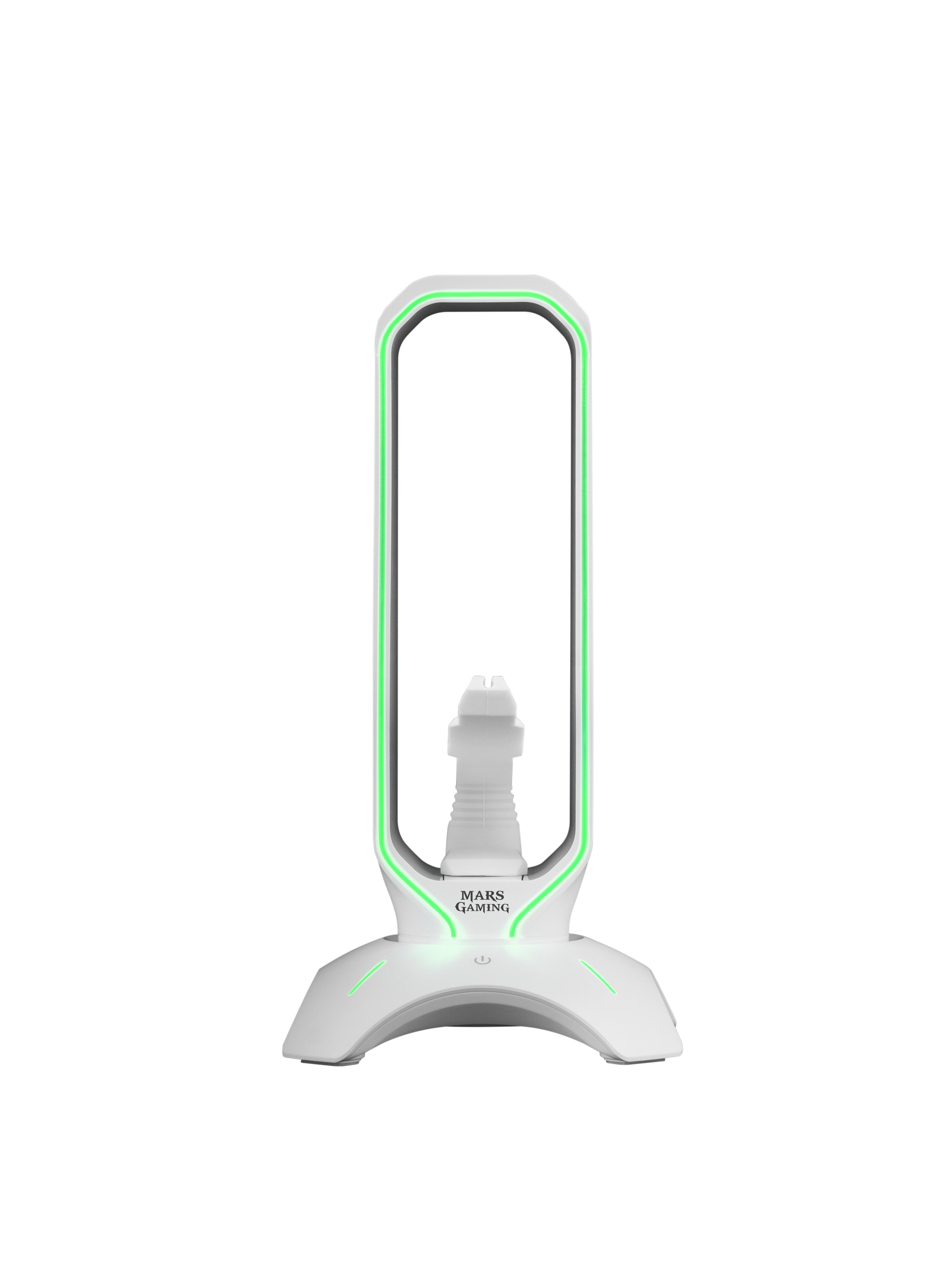 Soporte 3 En 1 Mars Gaming Mhhprow White Soporte Auriculares+Bungee Raton+Hub Usb 2*Usb 3.0 Iluminado 7 Colores+Efecto Rgb Cable 1.5m
