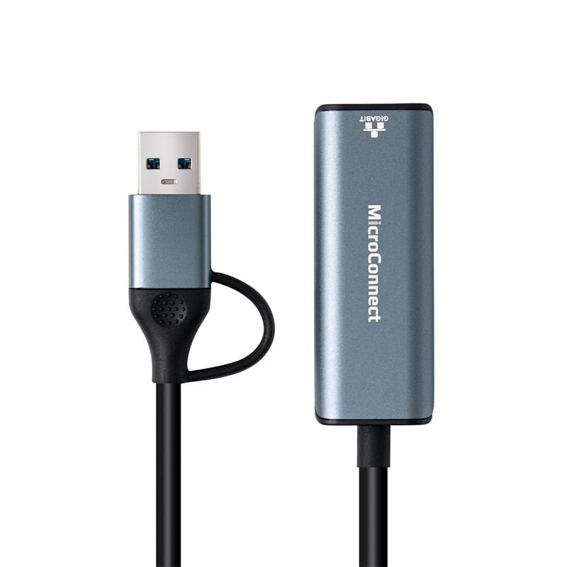 Microconnect Mc-Usbacnet1g Cambiador De Género Para Cable Usb C Rj-45 Negro