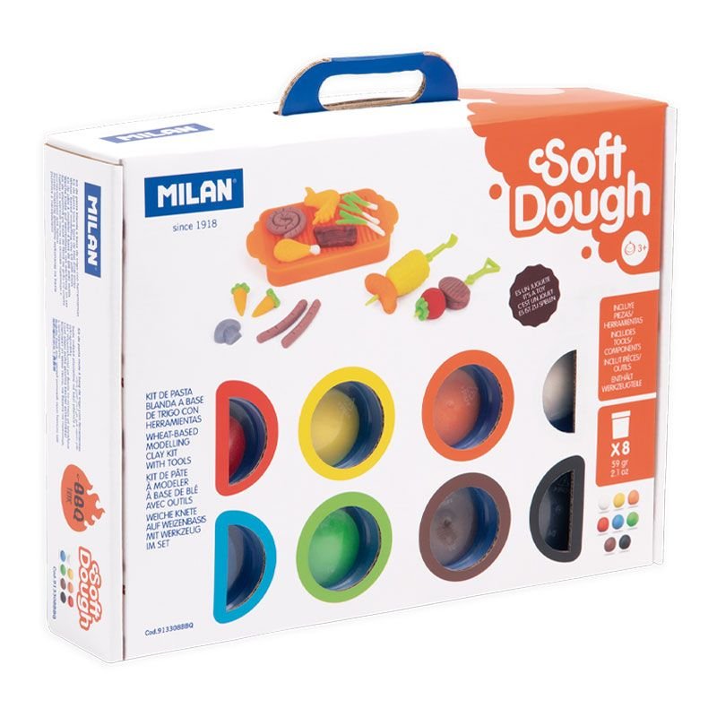 Milan Pasta Blanda Soft Dough Maletín 8 Botes 59gr C/Herramientas Barbacoa C/Surtidos