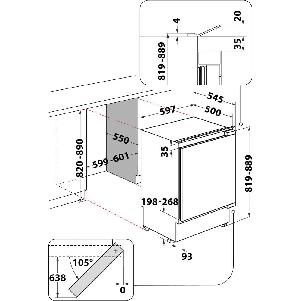 EAN 8003437054556 - Whirlpool WBUFZ011 Congelador vertical Integrado 91 L Blanco imagen 2