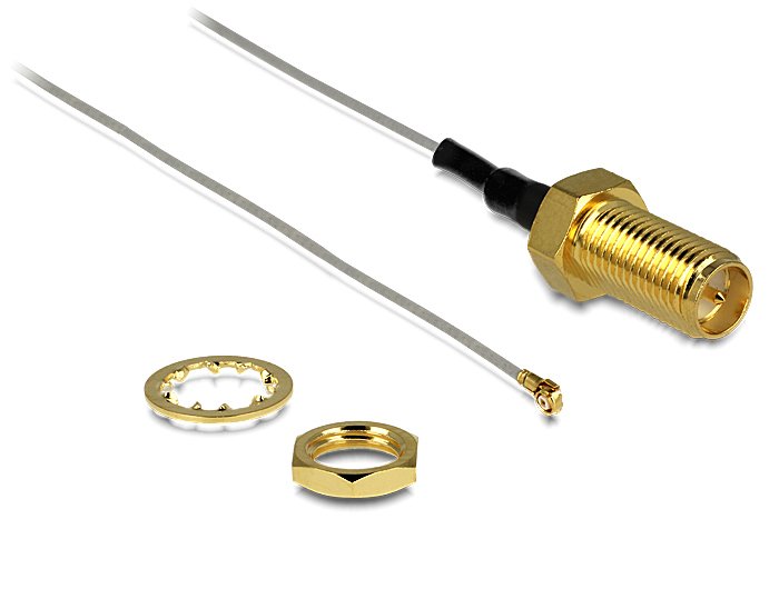 Delock Antennencable Rp-Sma Buchse Zum Einbau > Mhf Iii U.Fl-Lp-040 Kompatibler Stecker 20cm 0.81 Gewindelnge 10mm