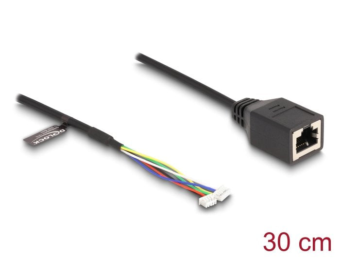 Delock 88007 Cable Rj45 Hembra A Conector Hembra De 1,25 Mm 4 Pines Y Conector Hembra De 1,25 Mm 6 Pines Cat.5e 30 Cm Negro