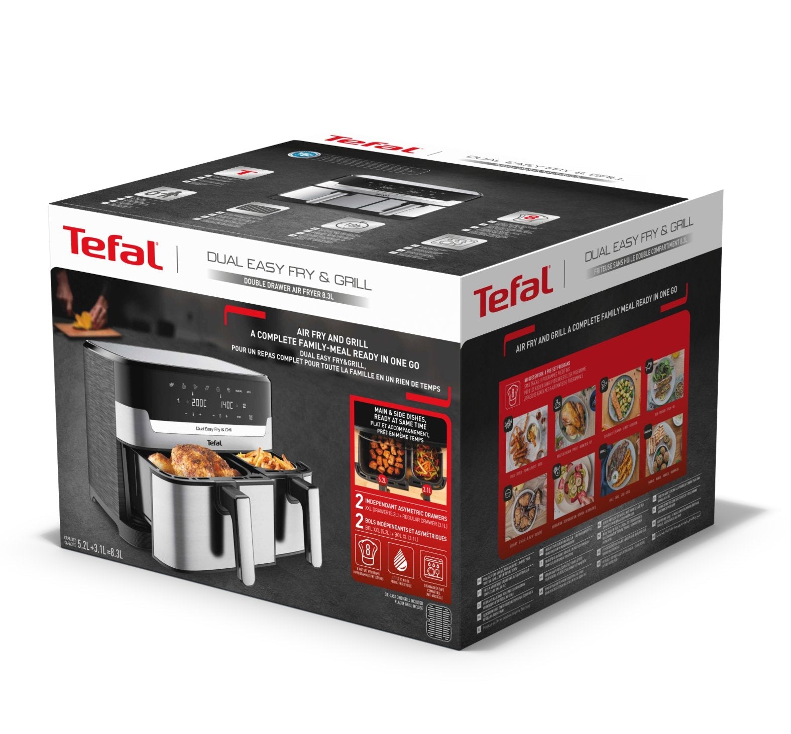 Freidora Tefal Ey905d De Aire Caliente Acero Fino/Negro