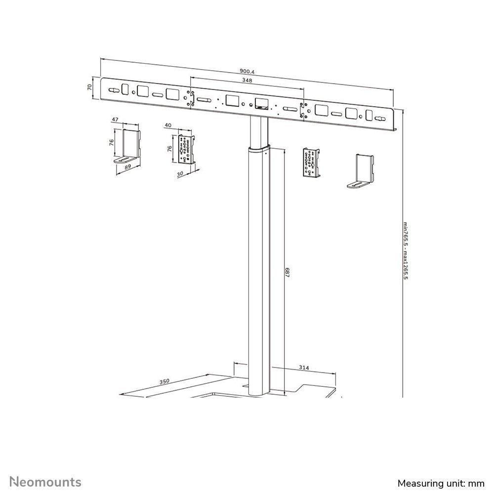 Neomounts Videobar-Bodenständer 43-110'' 10kg 200x200-800x600mm