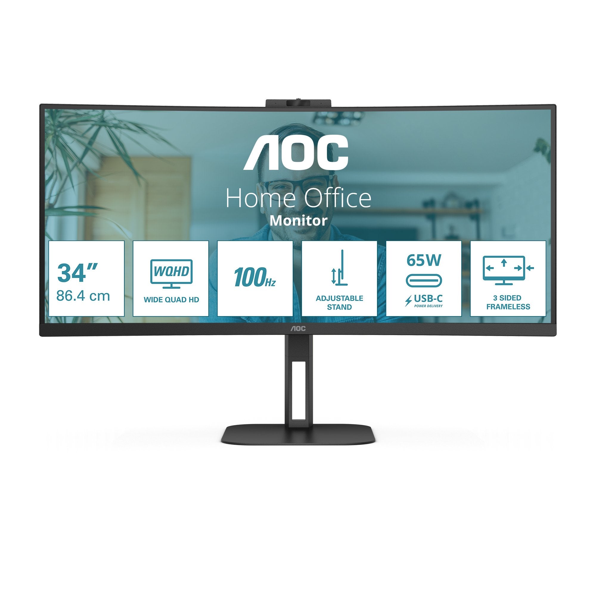 EAN 4038986110198 - AOC V5 CU34V5C/BK pantalla para PC 86,4 cm (34") 3440 x 1440 Pixeles Wide Quad HD LED Negro imagen 3