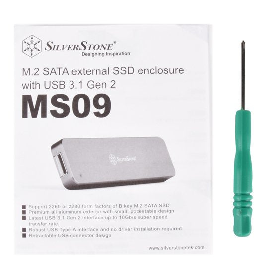 Silverstone Sst-Ms09s - Sata Externo - Caja Ssd M.2, Usb 3.1 Gen.2, Plateado