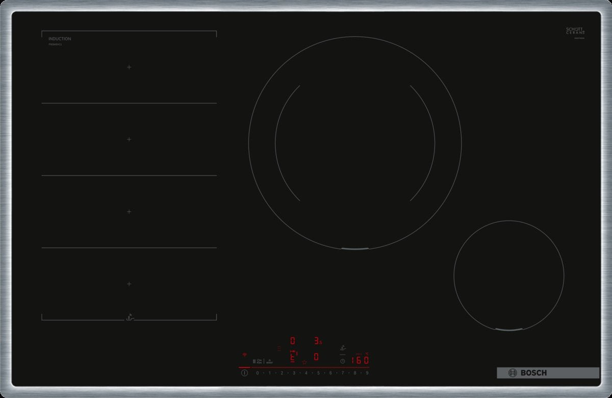 Bosch Home Pxe845hc1e Serie 6, Placa De Cocción Autónoma Negra/Acero Inoxidable, 80 Cm Pxe845hc1e