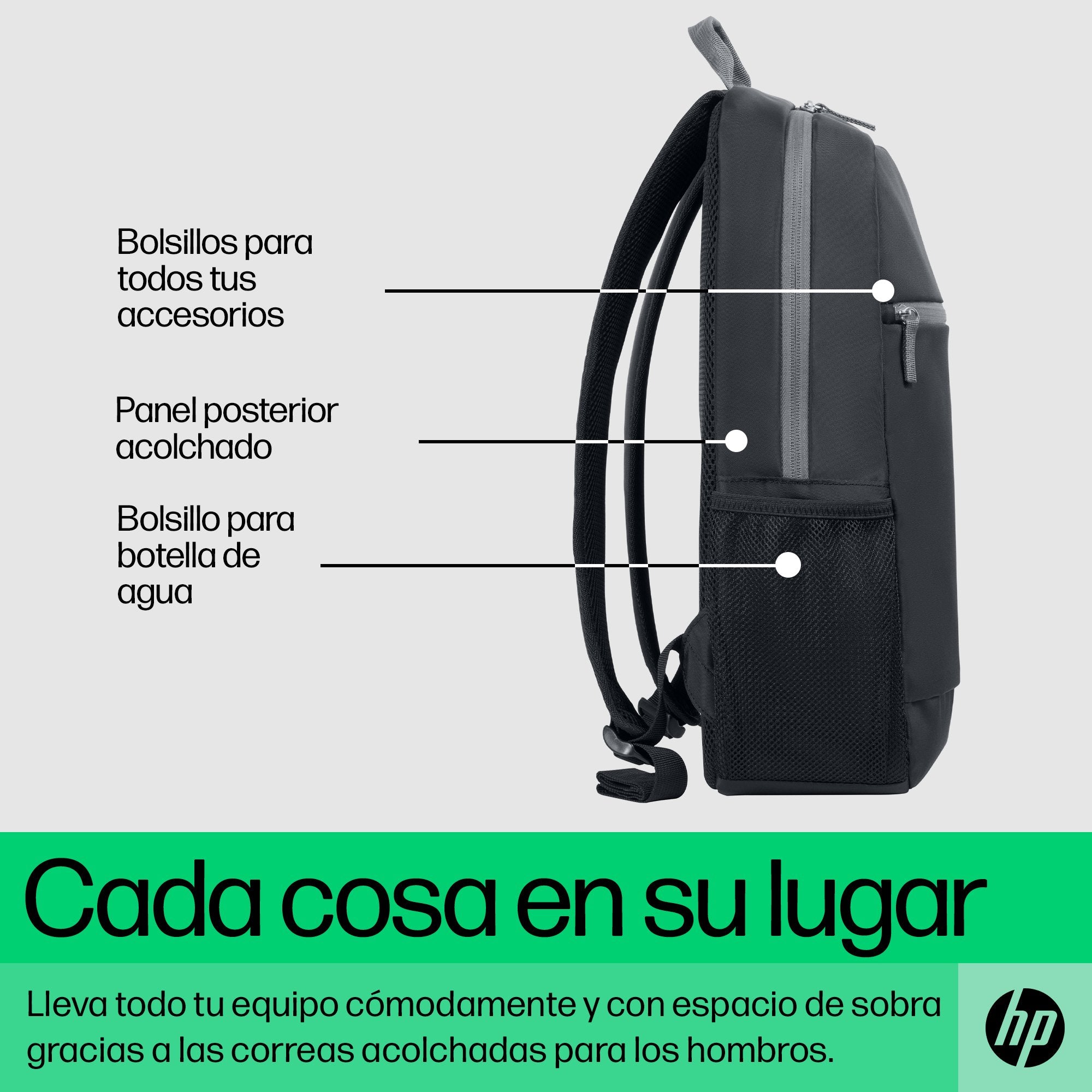 EAN 0198122297177 - HP 15.6 Laptop Backpack 39,6 cm (15.6") Negro, Gris imagen 3