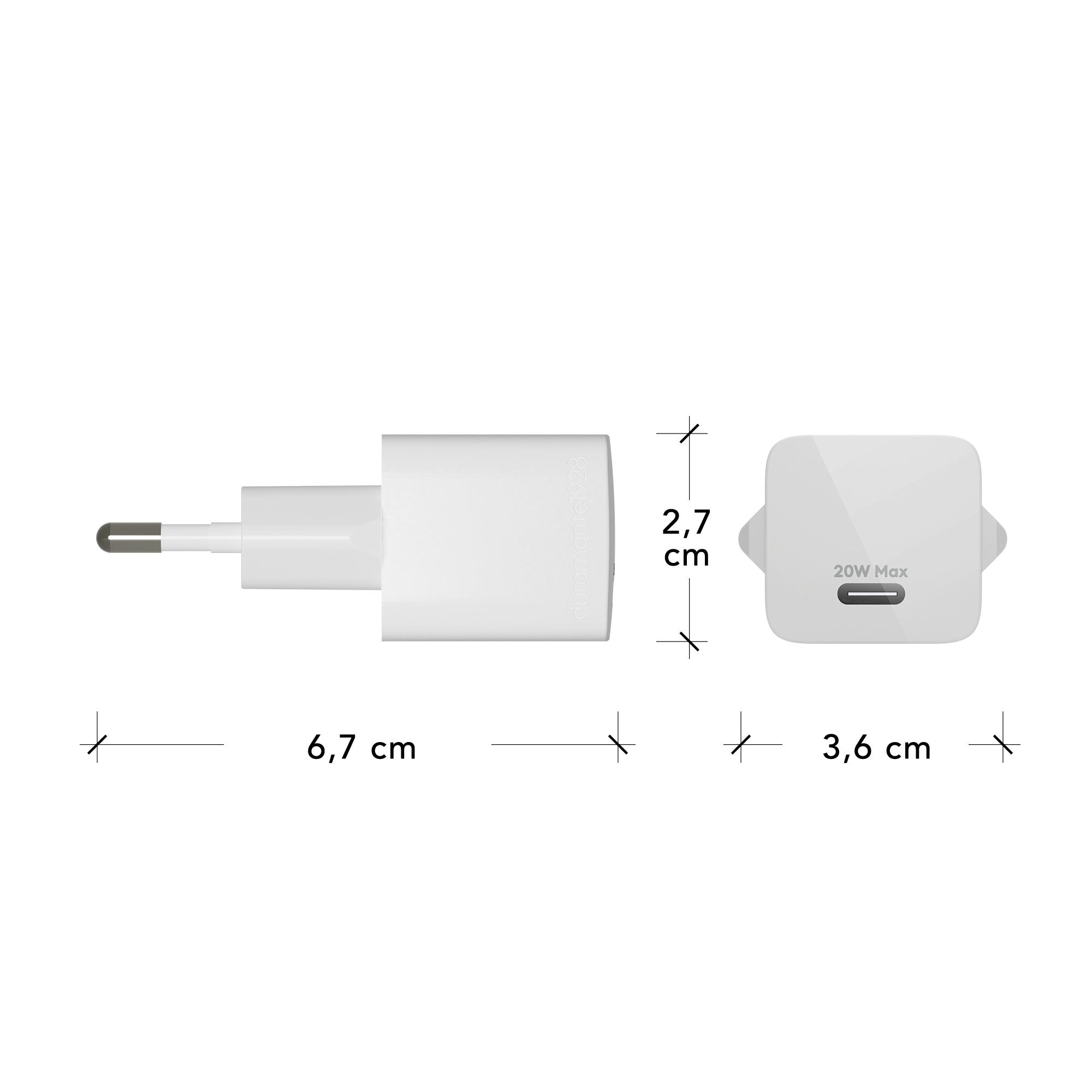 Dbramante1928 Re-Charge Adaptador De Corriente 20 Vatios Pd (24 Pin Usb-C) Blanco Europa
