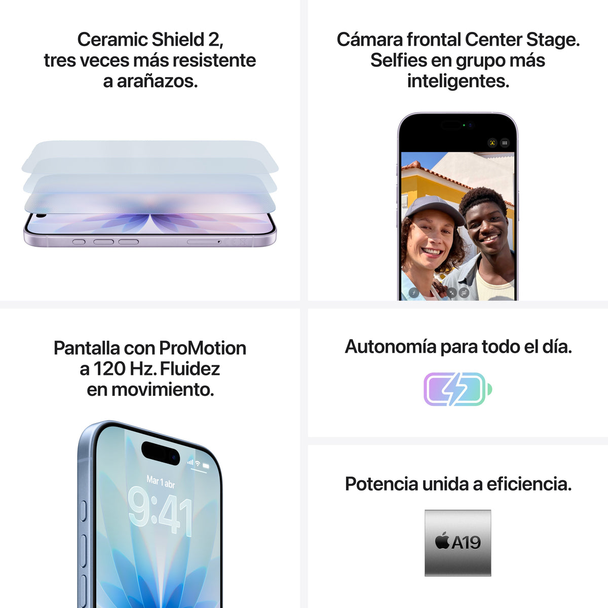 EAN 0195950645101 - Apple iPhone 17 16 cm (6.3") SIM doble iOS 26 5G USB Tipo C 512 GB Lavanda imagen 6