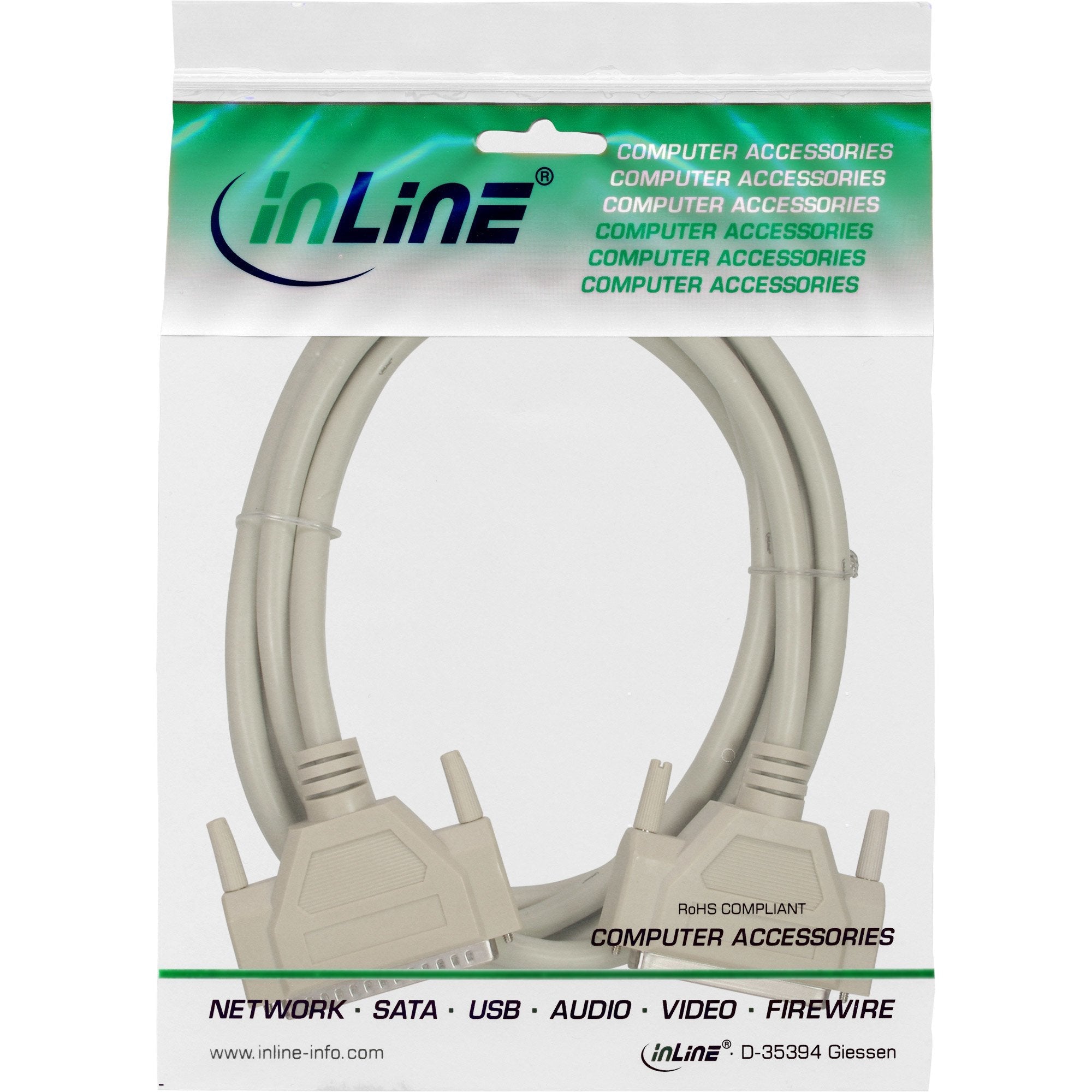 Cable De Extensión Serie Inline Moldeado Db37 Macho A Hembra Directo Gris 1m