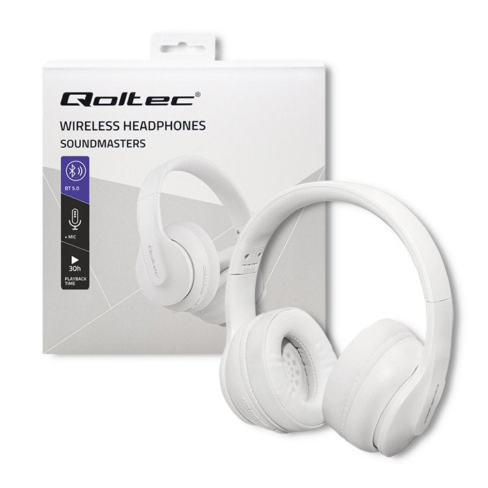 Qoltec 50845 Auriculares Inalámbricos Con Micrófono Bt 5.0 Ab Blanco