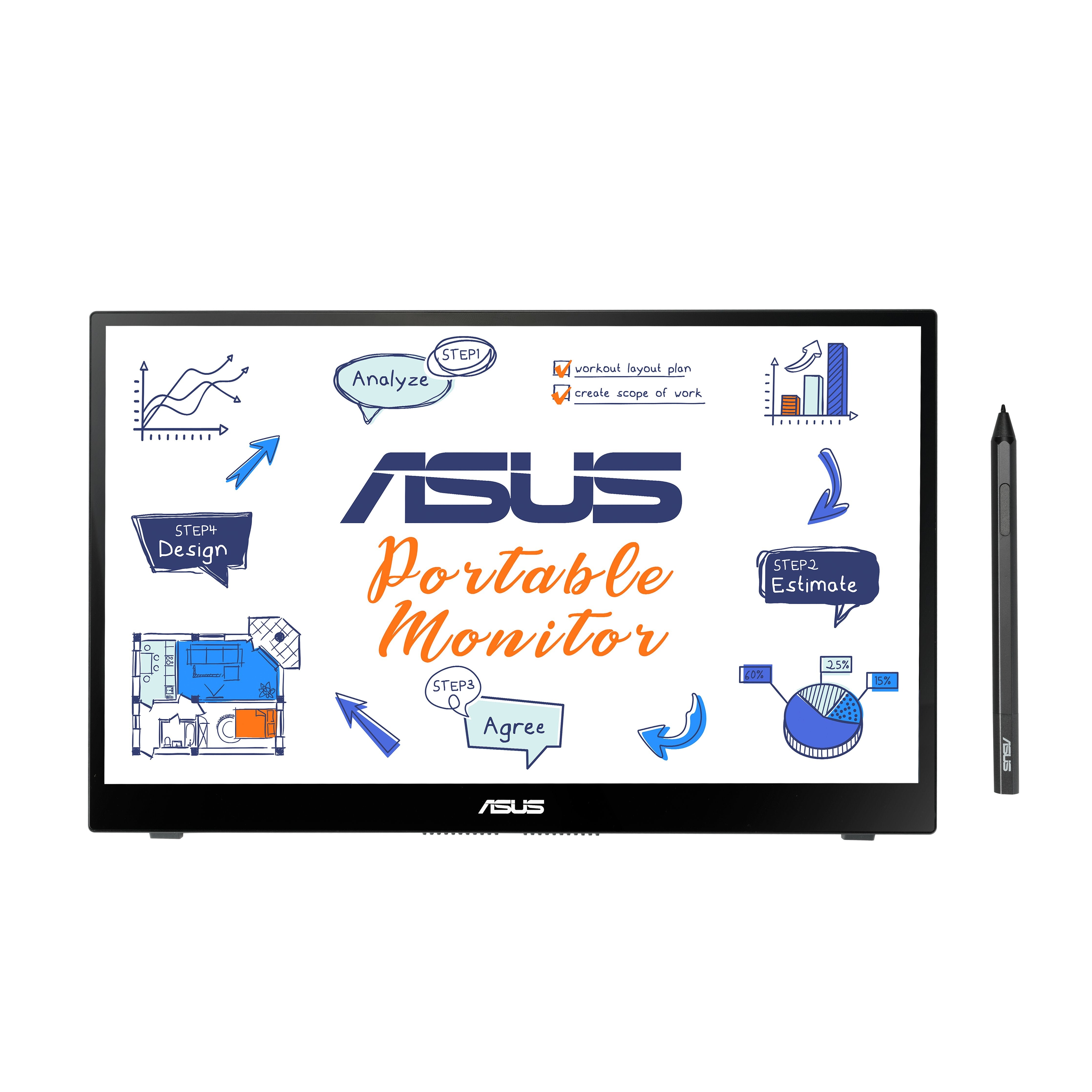 Monitor Asus 14" Zenscreen Multi-Touch Mb14ahd 90lm063v-B01170
