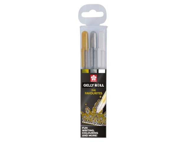 EAN 8712079395735 - Sakura POXPGBMIX3A bolígrafo de gel Fino Bolígrafo de gel con tapa Oro, Plata, Blanco 3 pieza(s) imagen 1