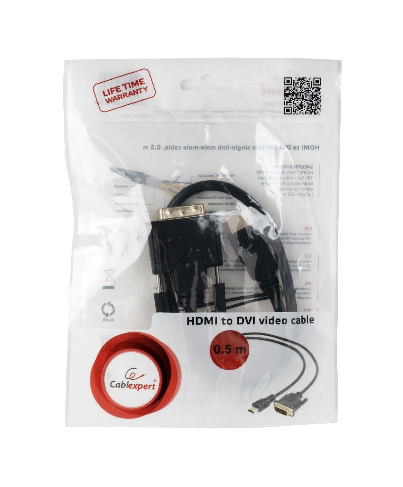 Gembird Cable Hdmi A Dvi 18+1 M/M 0.50m Negro