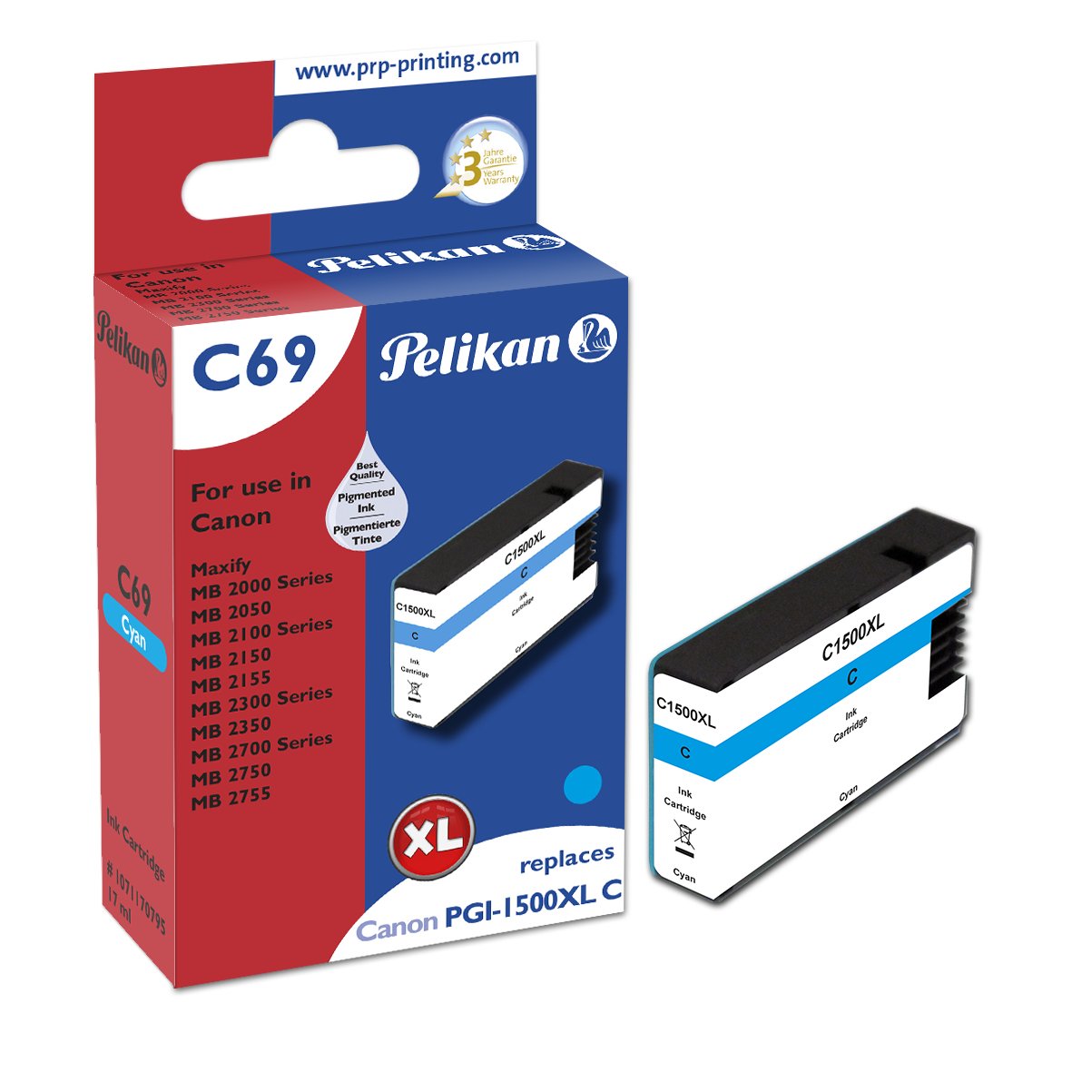 Tinta Pelikan Canon C69 Pgi1500xl Cy Cyan Compatible