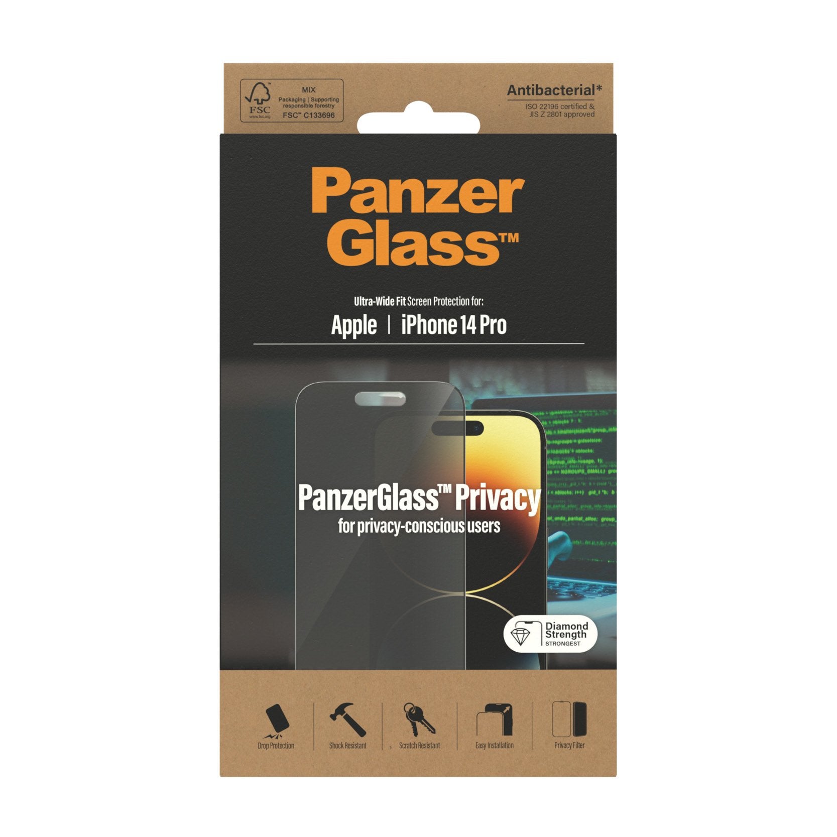 EAN 5711724127724 - PanzerGlass ® Privacy Screen Protector iPhone 14 Pro | Ultra-Wide Fit Protector de pantalla Apple 1 pieza imagen 3