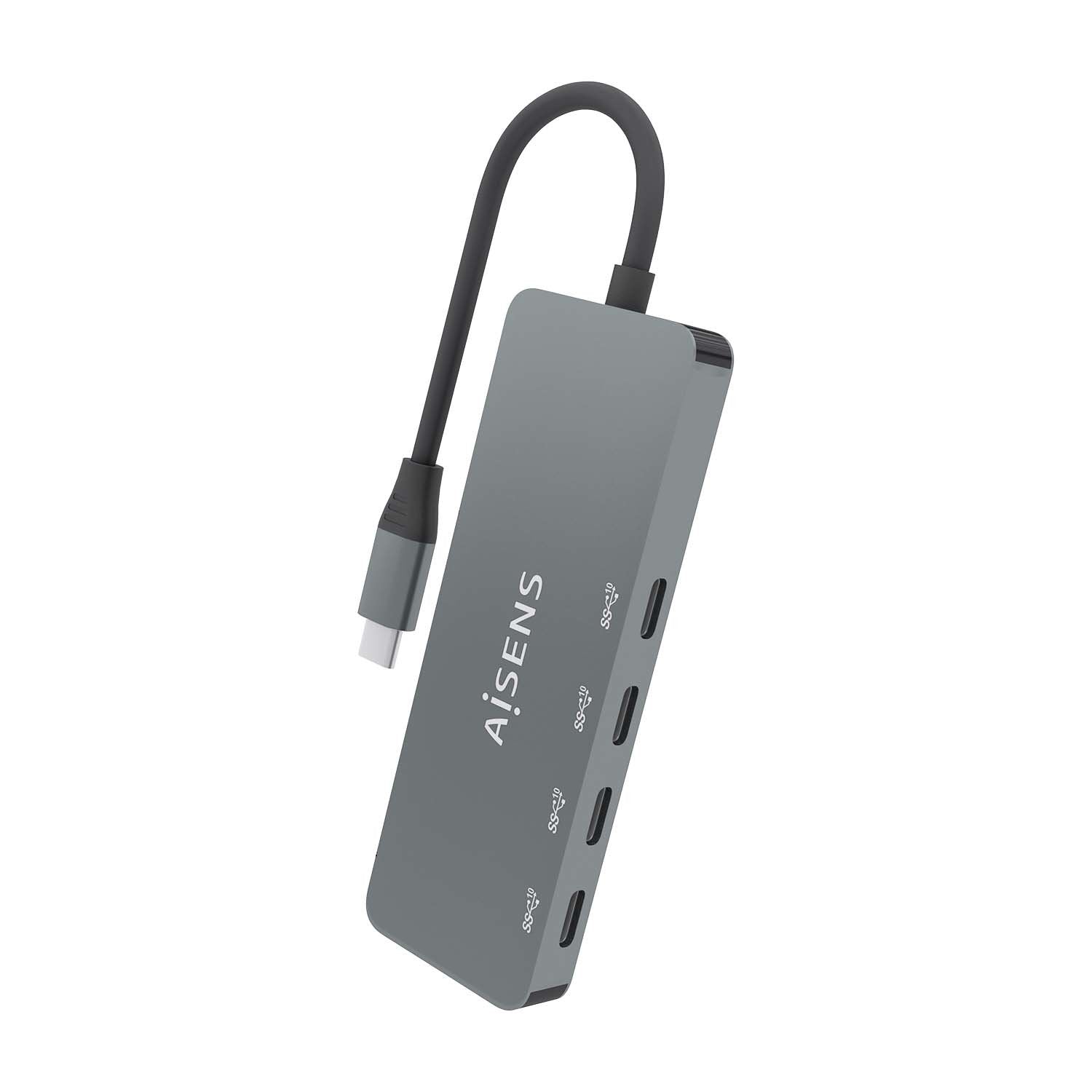 Aisens Hub Usb 3.2 Gen2 10g Usb-C, Usb-C/M-4xusb-C/H, Gris, 15cm