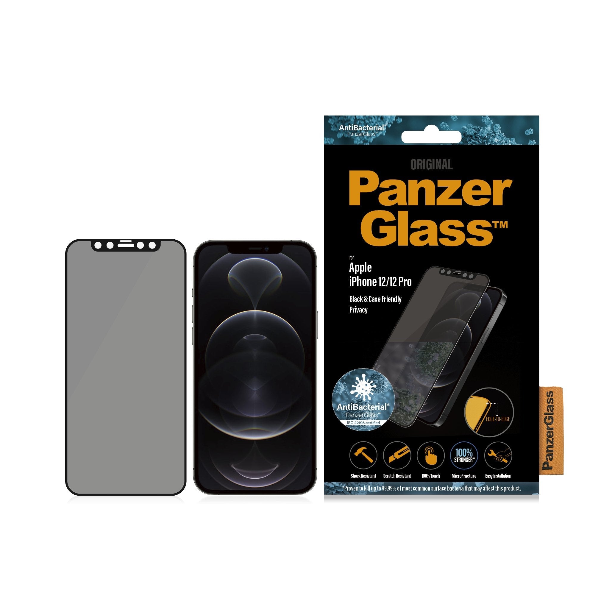 Panzerglass Apple Iphone 12/12 Pro Edge-To-Edge Privacy Anti-Bacterial