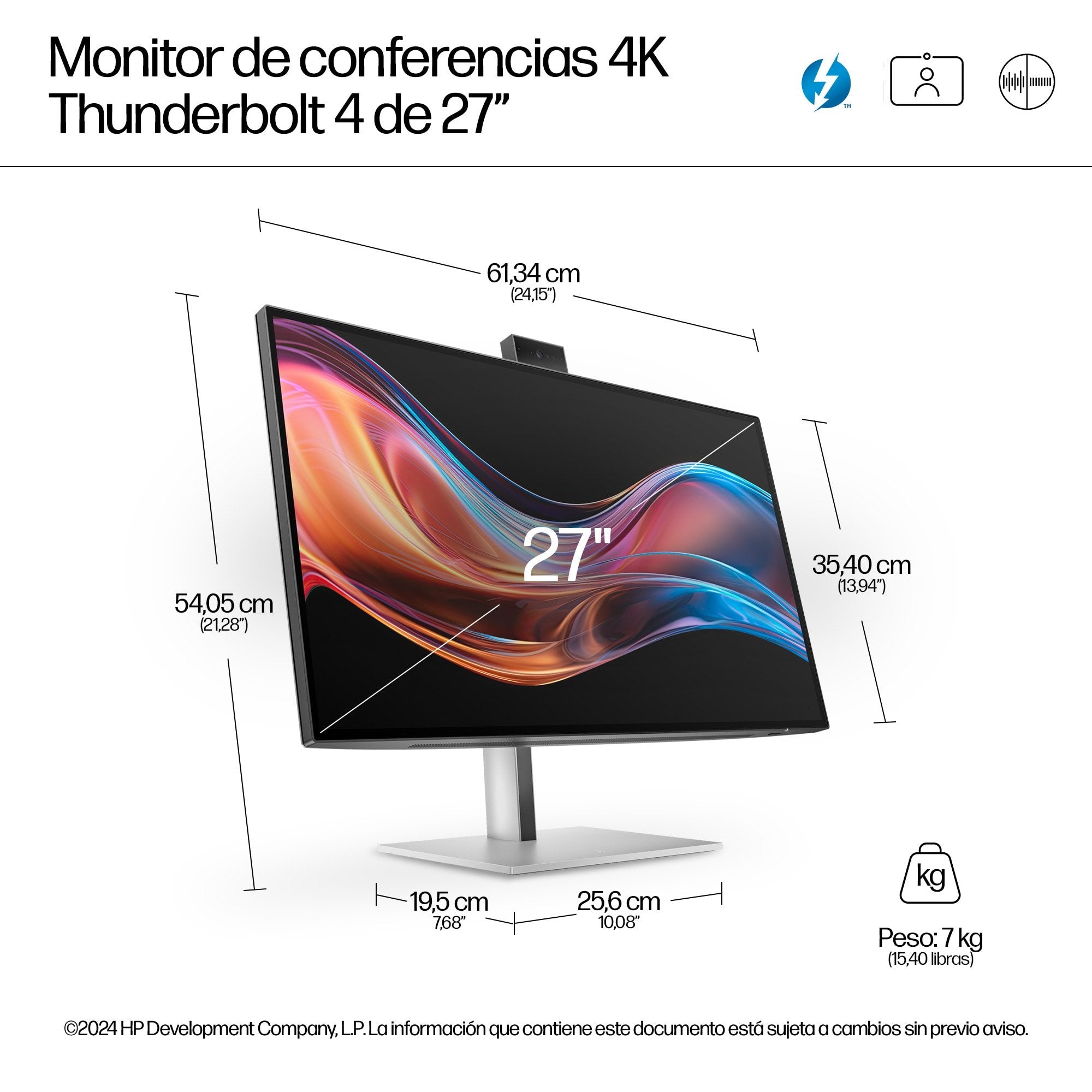 EAN 5715063748916 - HP Series 7 Pro 27 inch 4K Conferencing Monitor - 727pm pantalla para PC 68,6 cm (27") 3840 x 2160 Pixele imagen 9