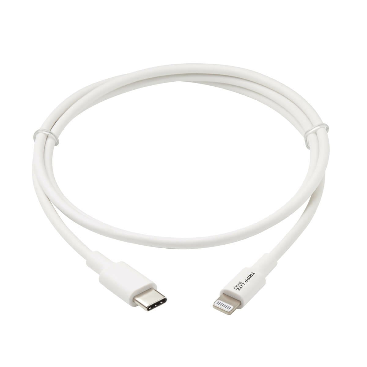 Tripp Lite M102-003-Wh Cable De Sincronización Y Carga Usb C A Lightning, Certificado Mfi - Usb 2.0, M/M, Blanco, 0.91 M