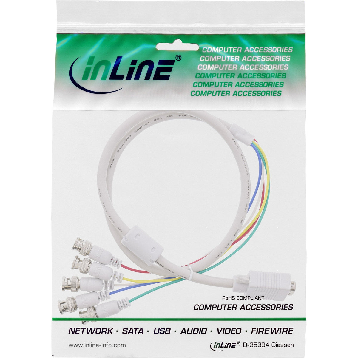 Cable Inline Vga Bnc 5x Bnc A Hd 15 Macho 5m