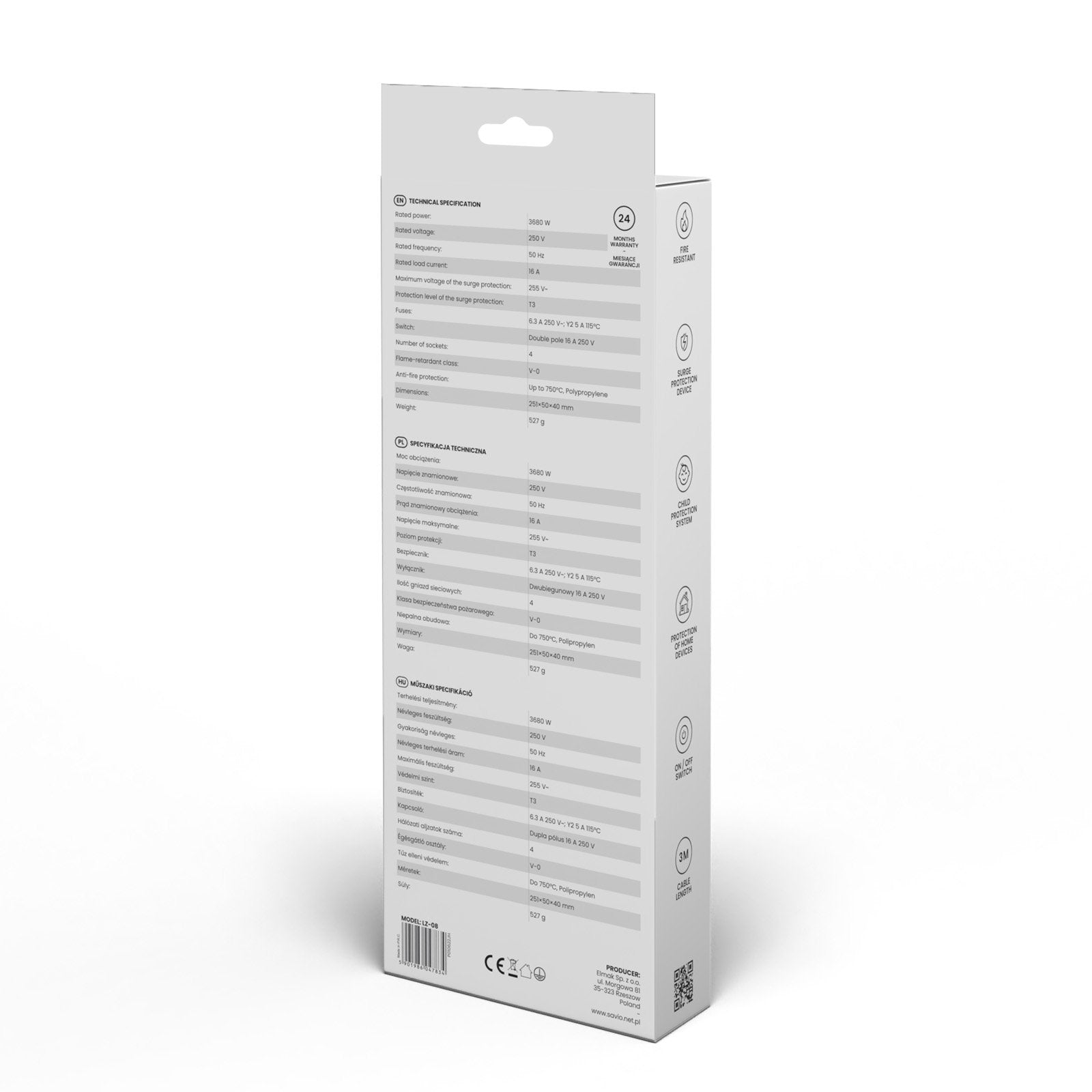 Power Strip 4-Way Savio