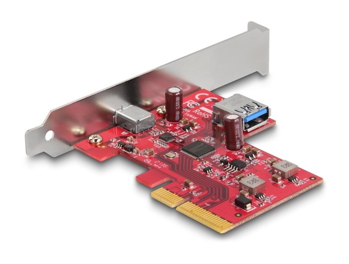 Delock 90158 Tarjetas Pci Express X4 A 1 X Externo Usb 10 Gbps Usb Type-C Hembra + 1 X Interno Usb 10 Gbps Tipo-A Hembra - Factor De Forma De Perfil Bajo