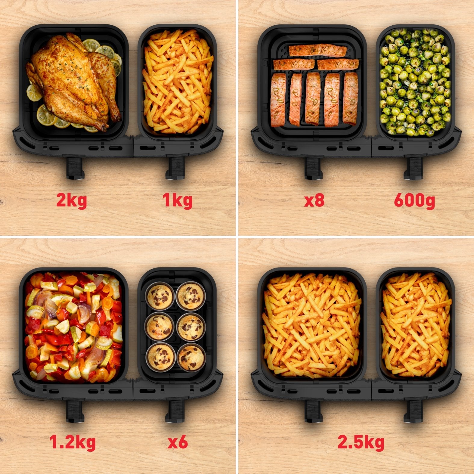 Tefal Easy Fry Dual Xxl Ey942he0 Freidora Doble 11 L Independiente 2020 W Freidora De Aire Caliente Gris