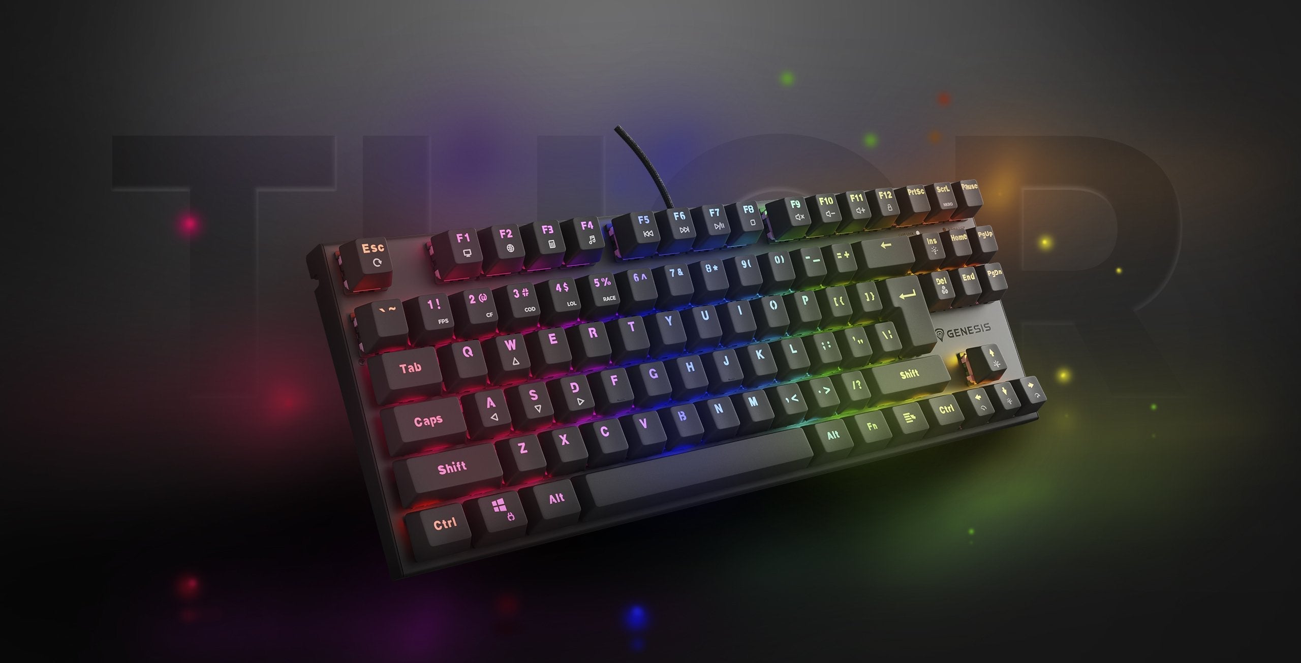 Teclado Ingles Gaming Genesis Thor 303 Tkl Rgb Neg Mecanic Switch Peach Silen Hot Swap