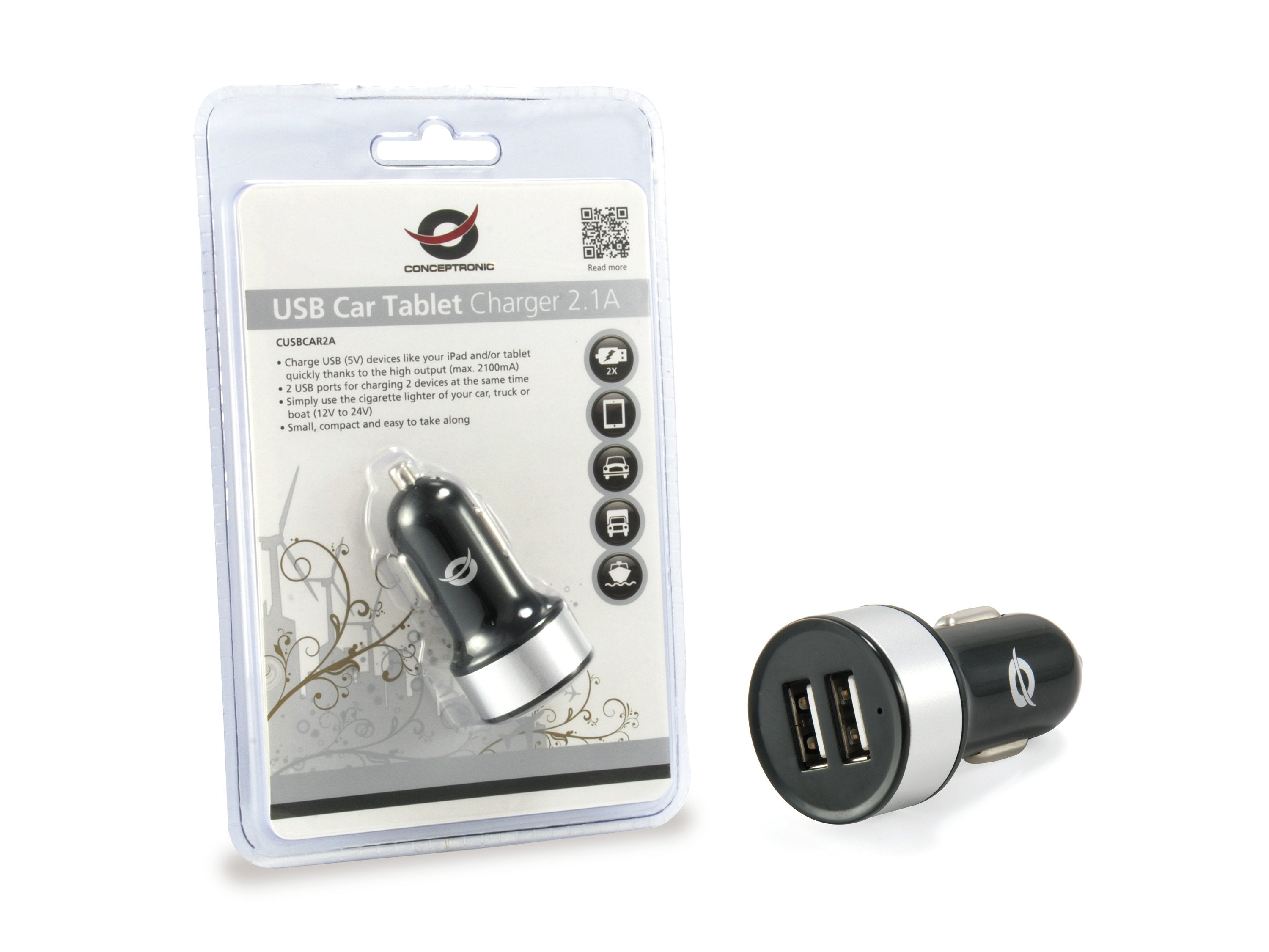 Conceptronic Cargador 5v 2xusb Para Coche 12/24v C05-219