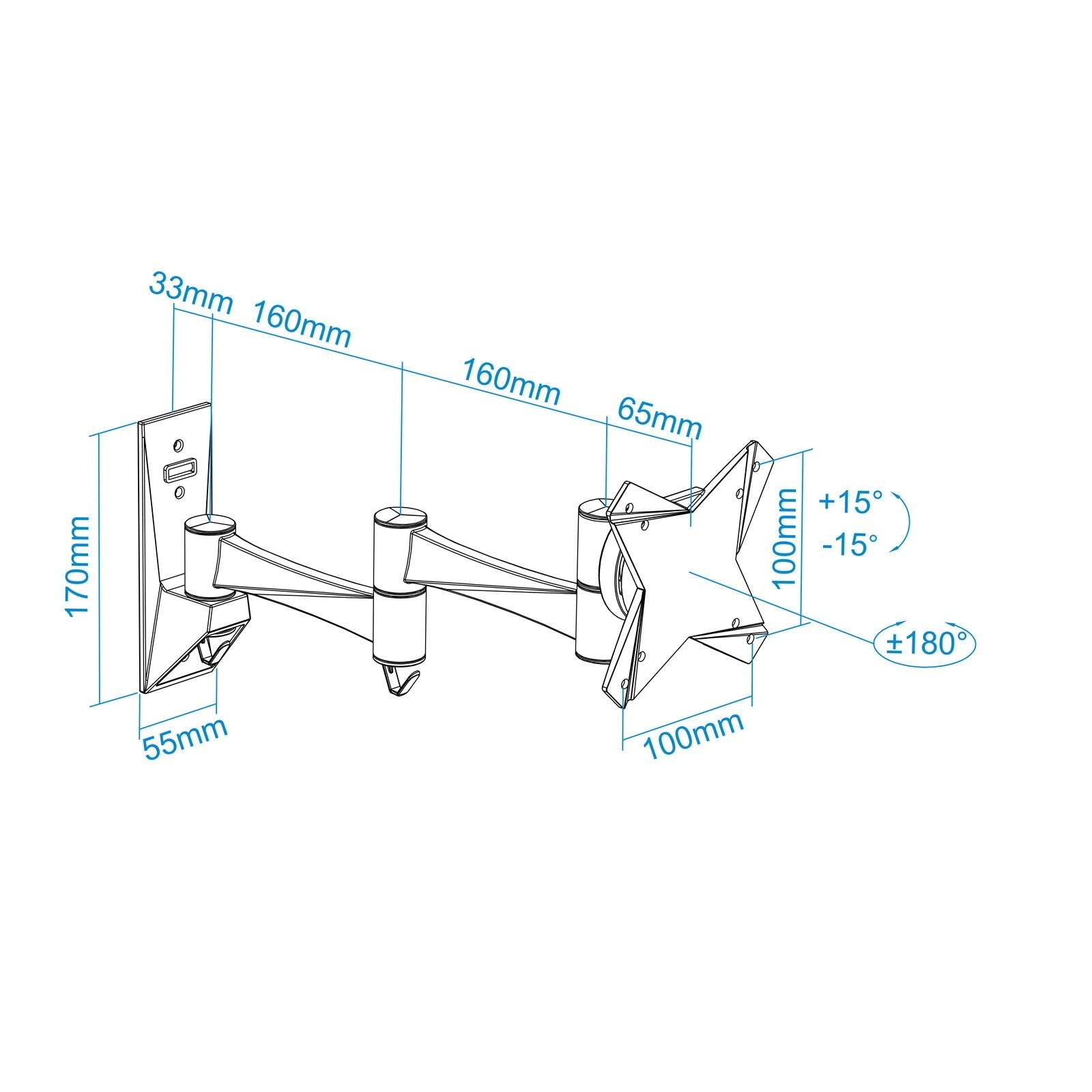 Tooq Soporte De Pared Con Brazo Articulado Para Tv De 13"-27" - Giratorio E Inclinable - Gestion De Cables - Peso Max