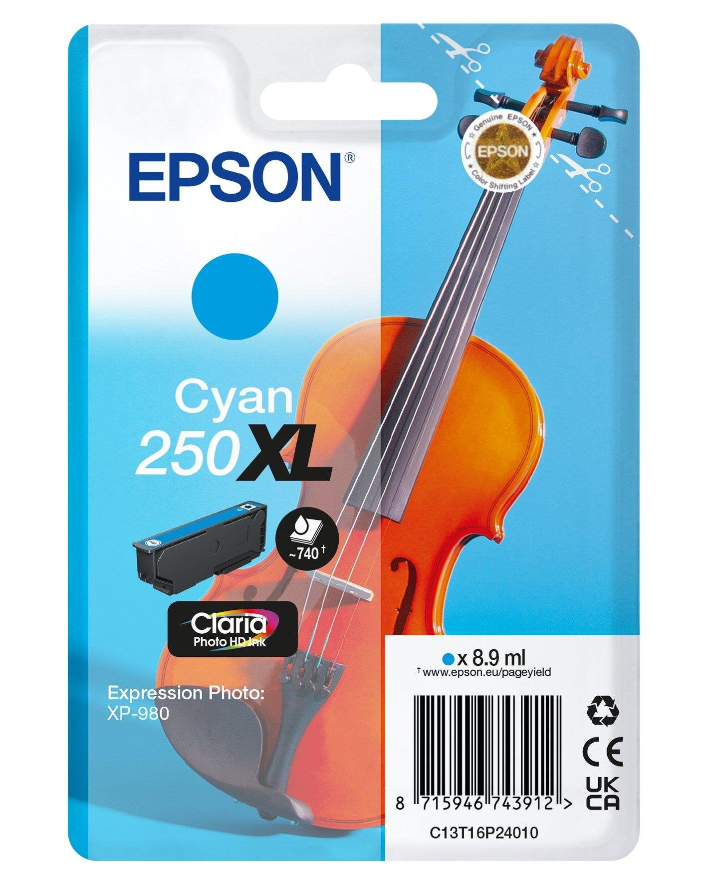 EAN 8715946743912 - Epson 250XL Violin Claria Photo HD cartucho de tinta 1 pieza(s) Original High (L) Yield imagen 1