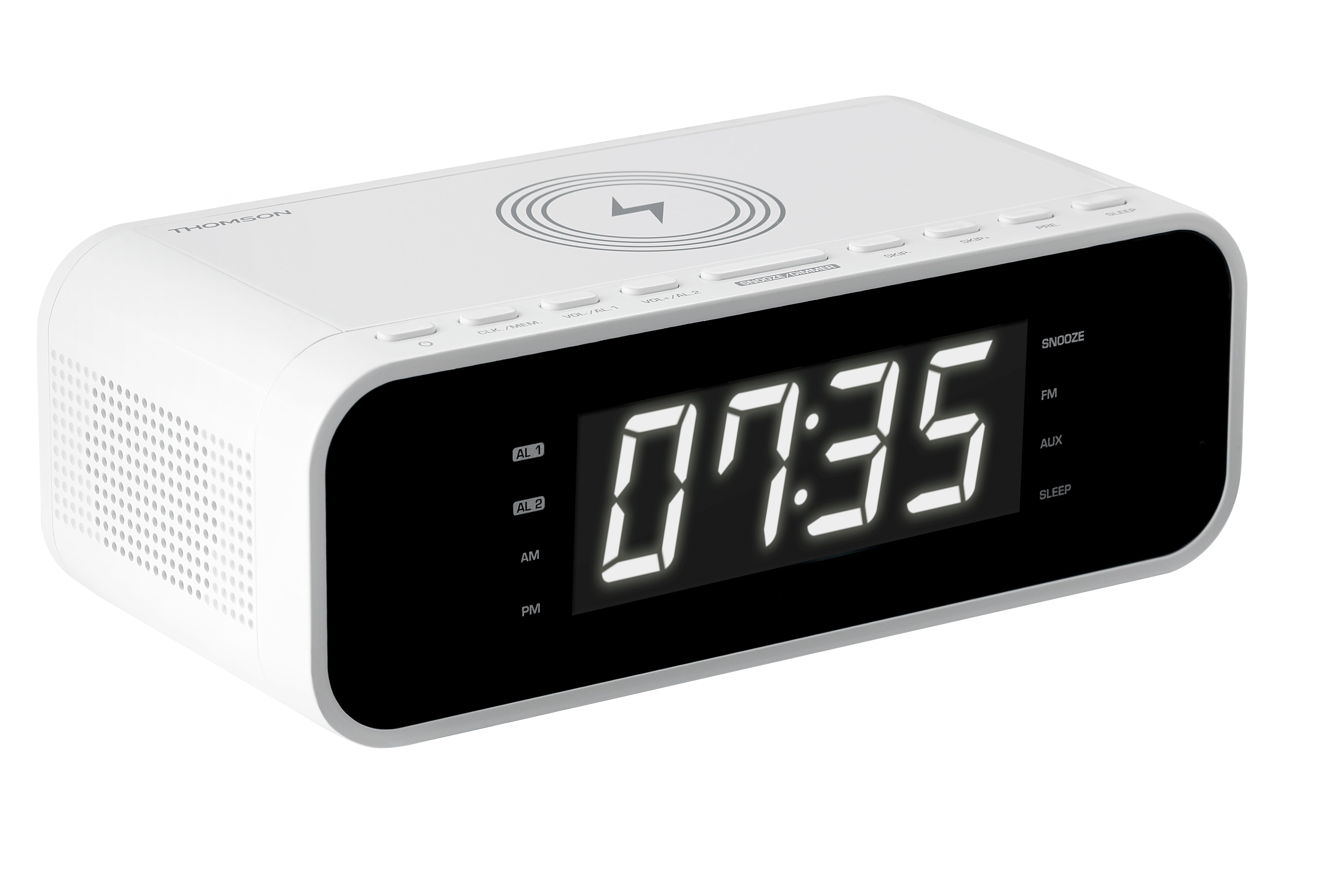 Thomson Cr221i Radio Reloj Despertador - Cargador Induccion - Usb - Doble Alarma - Blanco