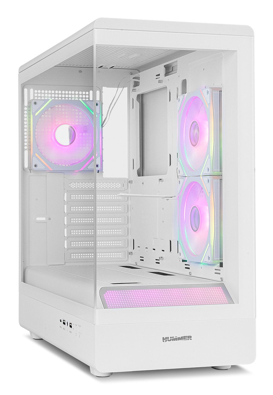 Caja Nox Semitorre Frameless Hummer Signal Argb Blanca Usb Type C