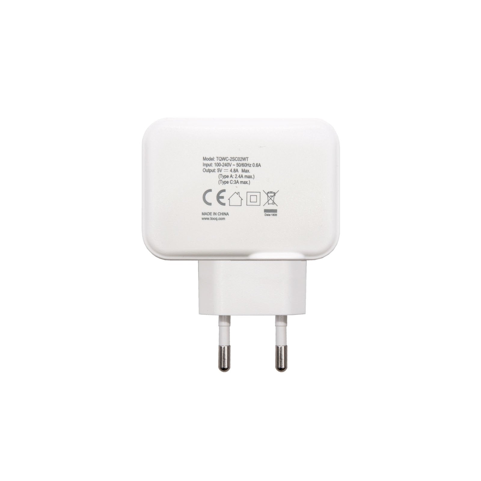 Tooq Cargador De Pared Usb 2.0, Usb-C - Blanco
